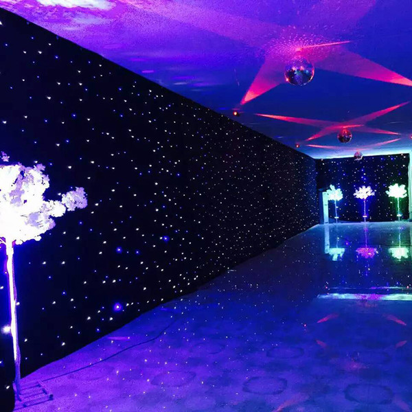 High Quality Blue - White Colors Shiny LED Star Curtain Wedding Backdrop Decoration Cloth With DMX 512 Controller Any Size to Choose