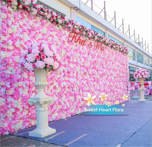 10pcs/lot 60X40CM Romantic Artificial Rose Hydrangea Flower Wall for Wedding Party Stage and Backdrop Decoration Many colors