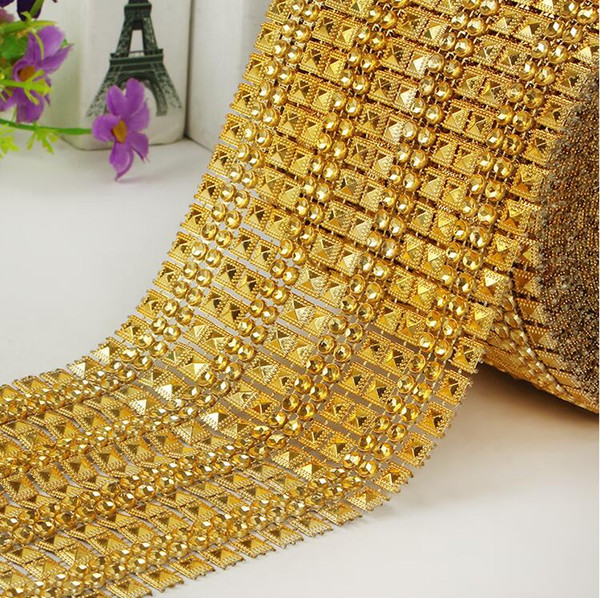 Wedding Decorations golden color DIY party decorations Plastic electroplated mesh drill sparkle bling ribbon Wedding Decorations WT078