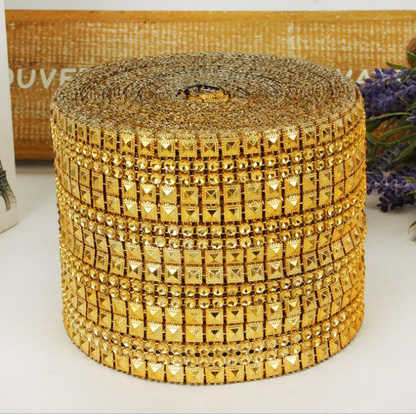 Wedding Decorations DIY party decorations Plastic electroplated mesh drill sparkle bling ribbon Wedding Decorations golden color WT078