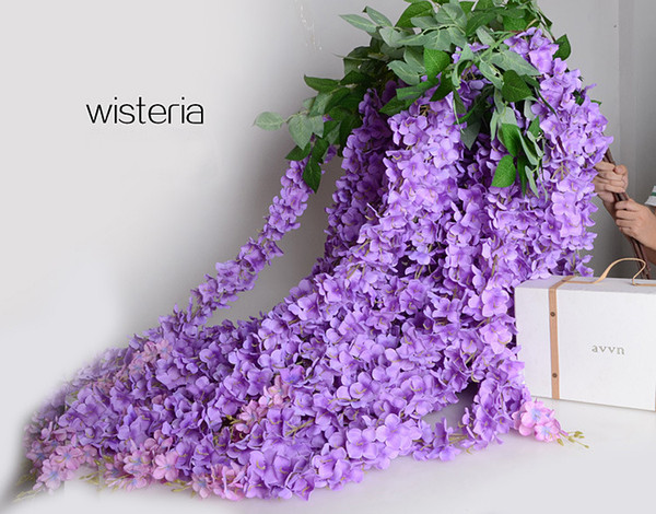 1.6 Meter Artificial Silk Flower Wisteria Vine Rattan For Wedding Centerpieces Decorations Bouquet Garland Home Ornament