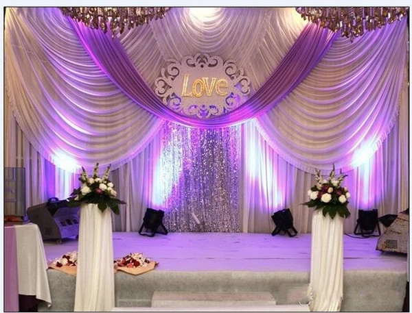 20ft*10ft Luxury Wedding backdrop Curtains with swags event and party fabric wedding backdrop curtains including middle sequin