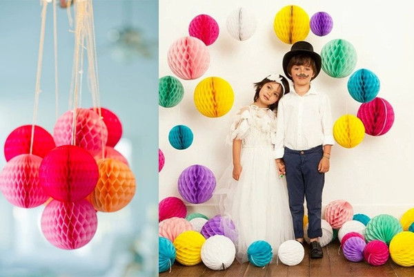 Candy Tissue Paper Honeycomb Balls Europe Colorful Lanterns Poms Wedding Festival Birthday Party Home Decors Decoration Size 6'' 8'' 10''