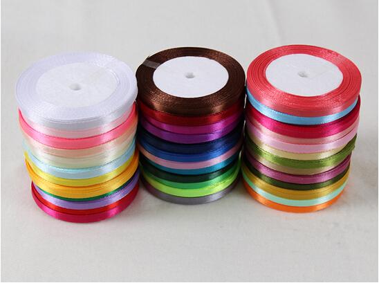 15% off HIGH QUALITY 2/8'' (6mm) 25yards/ROLL single face satin ribbon gift packaging belt wedding decoration ribbons accessories