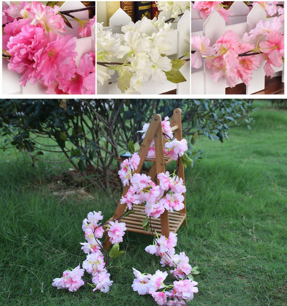 Wedding Decor Artificial Flower Oriental Cherry Sakura Vine Flower rattan to decorating wedding events