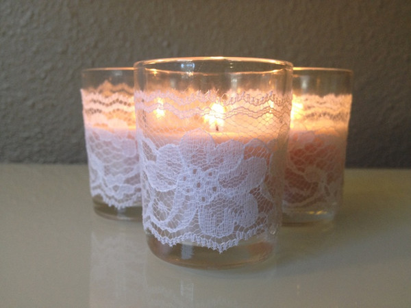 2015 Wedding Supplies Candle Glasses Covers Lace Cheap Custom Party Decorations