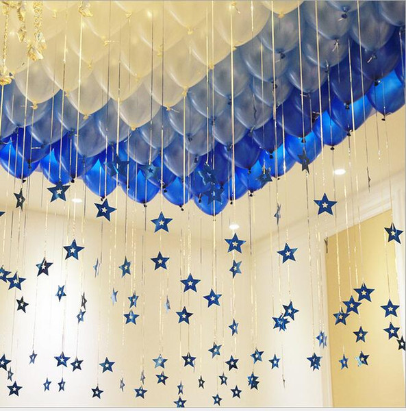 Wedding House Decoration 2017 Star Balloon Pendants Birthday Party Decorative Laser Cards 100 pieces/Set