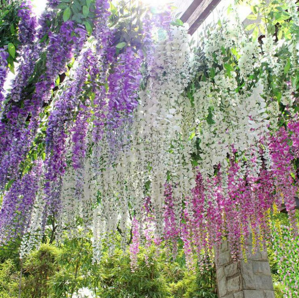 12pcs Romantic Wisteria Flower Vine Rattan Bridal Wedding Decoration Beautiful Accessories Prom Party Holiday Christmas Whoelsale Retail