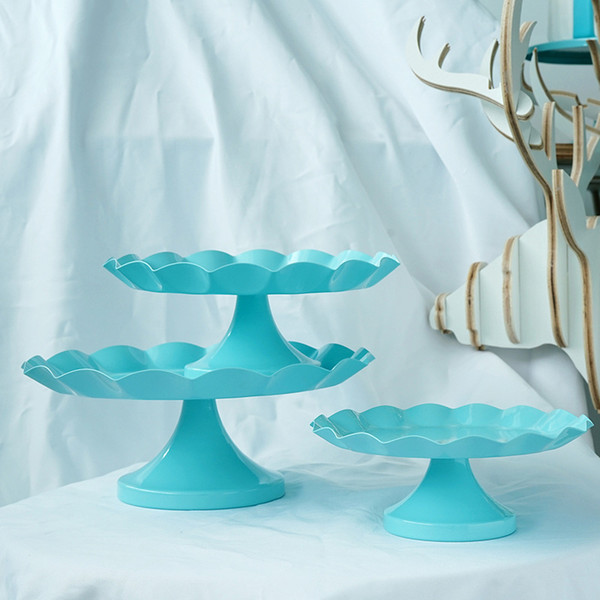 The blue cake tray Innovative designs for table setting Wrought iron Snack tray between 6 to 8 inch