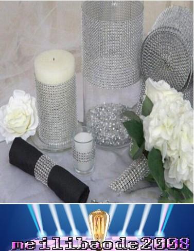 New Wedding Gift DIY Craft Accessories 24 Rows Diamond Mesh Wrap Sparkle Rhinestones Crystal Ribbon 10 Yards/Roll For Party Decoration MYY