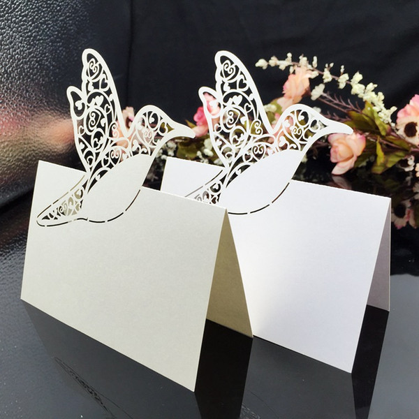 Laser Cut Place Cards With Birds Tree Paper Carving Seating Cards Party Table Decorations Name Cards for Weddings PC60