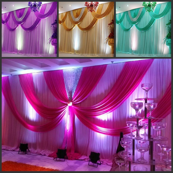 Special Offer 10ftx20ft sequin wedding backdrop curtain with swag backdrop/ wedding decoration romantic Ice silk stage curtains