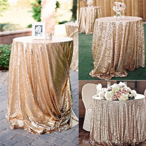 Rose Gold Sequined Tablecloth Wedding Beautiful Champagne Sequin Table Cloth / Overlay /Cover/Many size Wedding Supplies