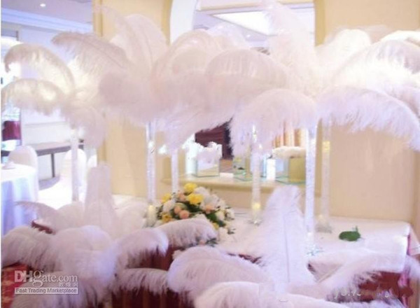 100Pcs per lot Natural White Ostrich Feathers Plume Centerpiece for Wedding Party Table Decoration (Many Sizes for You To Choose