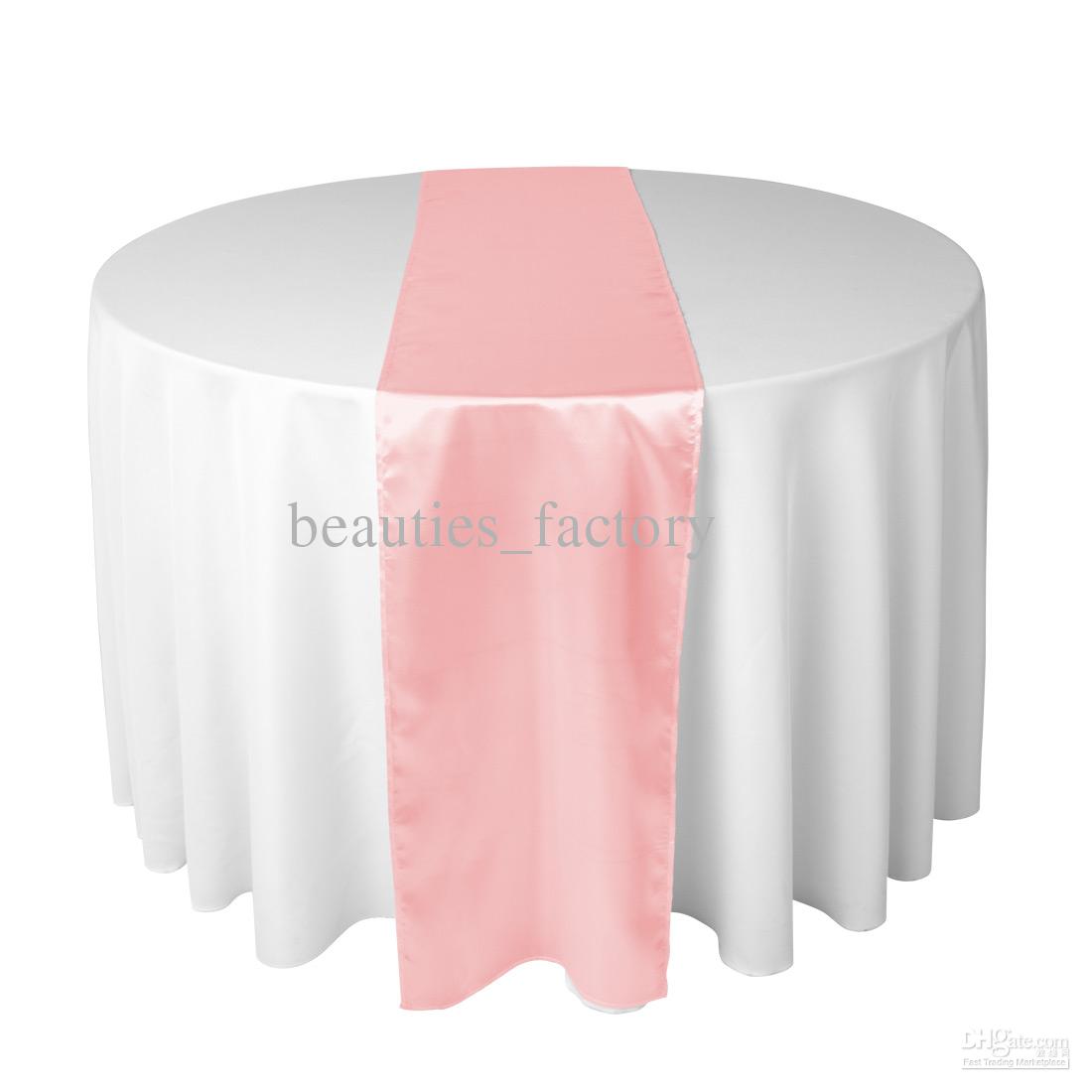 30X275 CM Pink Satin Table Runner For Wedding Reception or Shower