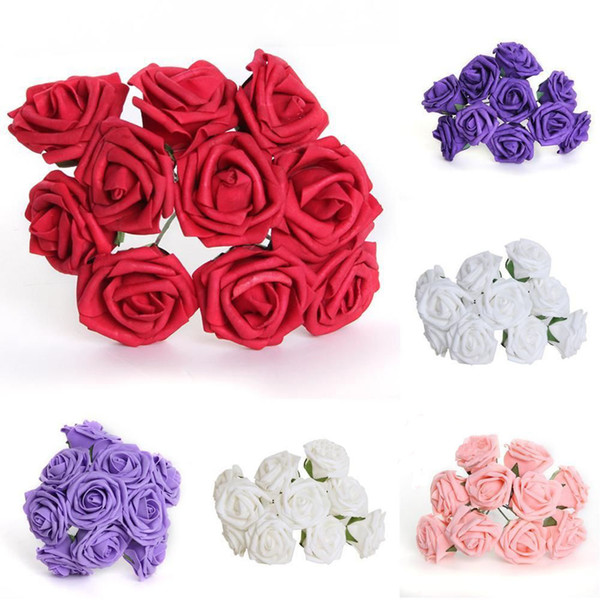 15% off! 5.5cm Artificial Flowers Foam Rose Bouquet Wedding Decoration Colorful Scrapbooking Flower For Party Mother's Day Gift 100pcs=10set