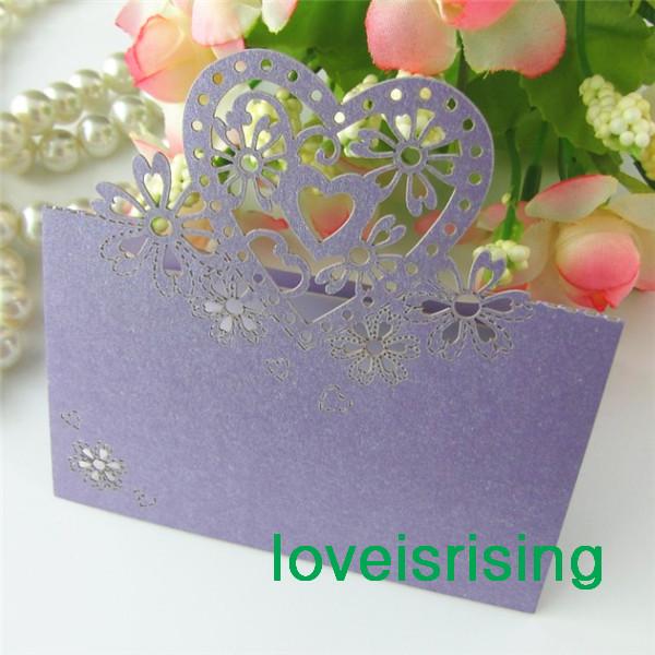 High Quality--50pcs Lavender Color Laser Cut Place Cards Wedding Name Cards For Wedding Party Table Decoration--Factory Directly Sell