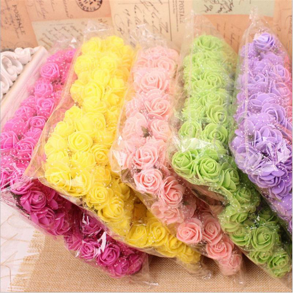 144pcs/lot Mini Foam Rose Artificial Flower Rose Bouquet Wedding Decor Craft
