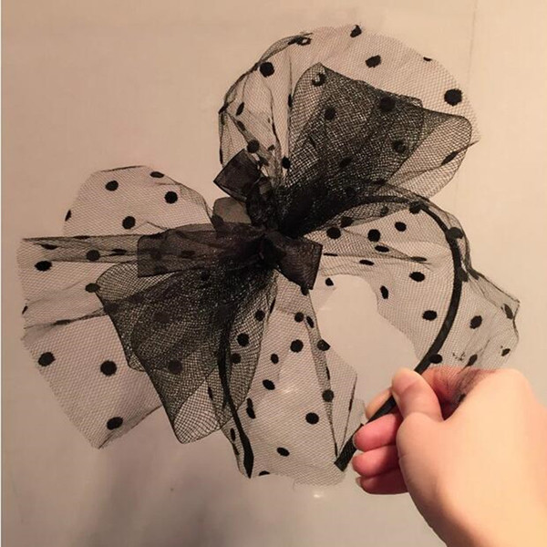 2018 New Woman Lady Sexy Lace Dot Bowknot Headband Veil Hairband Headwear Wedding Hair Accessory Halloween Party Favor Gift