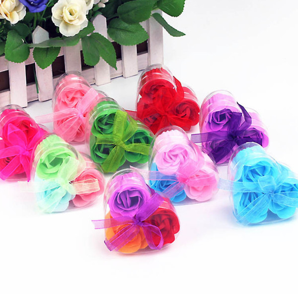 2018 New 3 Roses Scented Rose Flower Petal Bath Body Soap Wedding Party gift for your good friend