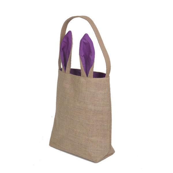100PCS/lot Cotton Burlap Bags Rabbit Ear Shape Gifts Easter Bunny Bags For Kids In New Year Birthday Party Decoration lin2164