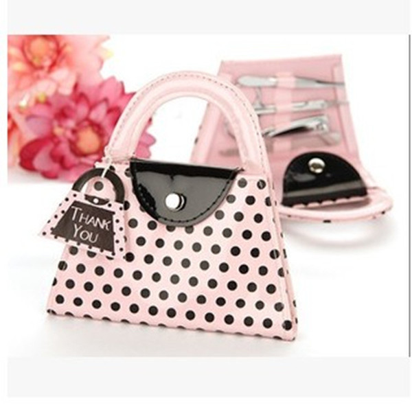 Pink Polka Purse' manicure set pedicure Wedding Favor Gift Pink Polka Purse Manicure Set Pedicure dhl/fedex 