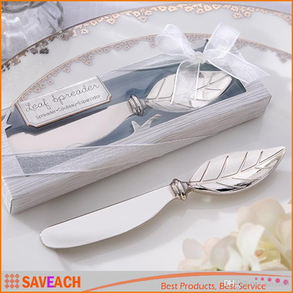Wedding Favors And Gifts, Metal Bread Cake Butter Knife Fork Chrome Leaf Spreader Valentine's Day gift