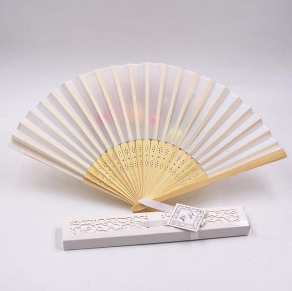 Wedding Favors and Gifts for Guest pure color silk Fold hand Fan Wedding Decorations Hand Folding Fans With Gift Box WQ34