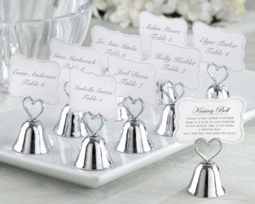 Wedding Bell Favors Kissing Bell Wedding Bell Favors Silver Place Card Holders Photo Holders Wedding Favors
