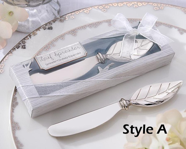Wedding Favors And Gifts, Metal Bread Cake Butter Knife Fork Chrome Leaf Spreader Valentine's Day gift