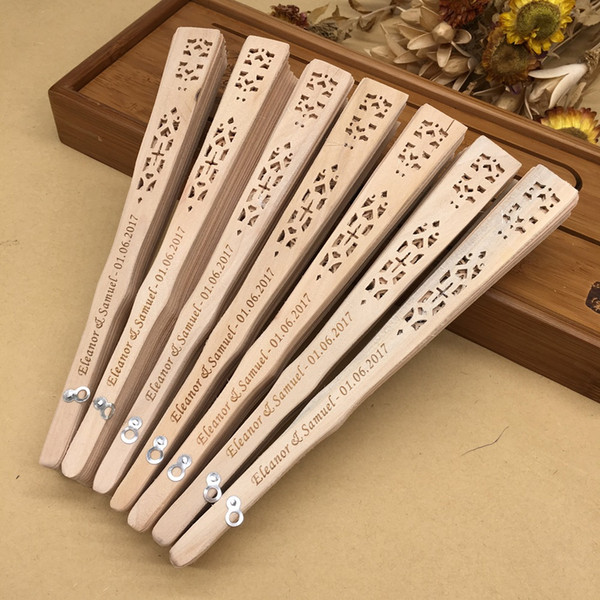 In Stock Bulk 100pcs Lot Personalized Wood Wedding Favors Fan Party Giveaways Sandalwood Folding Hand Fans