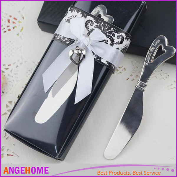 Wedding Favors And Gifts, Metal Bread Cake Butter Knife Fork Chrome Leaf Spreader Valentine's Day gift