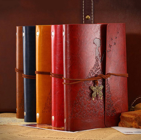 Wholesale A6 Diary Notebook Princess Butterfly Traveler's Note Books Notepad Planner PU Leather Cover Students Notebooks Wedding Gift Favors