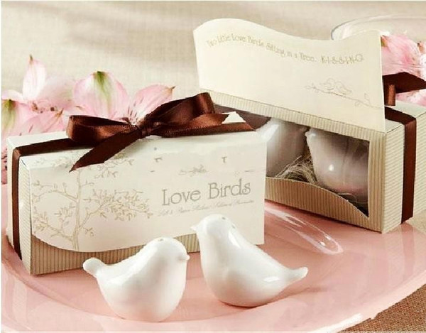 Creative Lovebirds salt and pepper shaker Wedding Favors Gifts (set of 2) Romantic Theme gift packaging 40pcs/lot