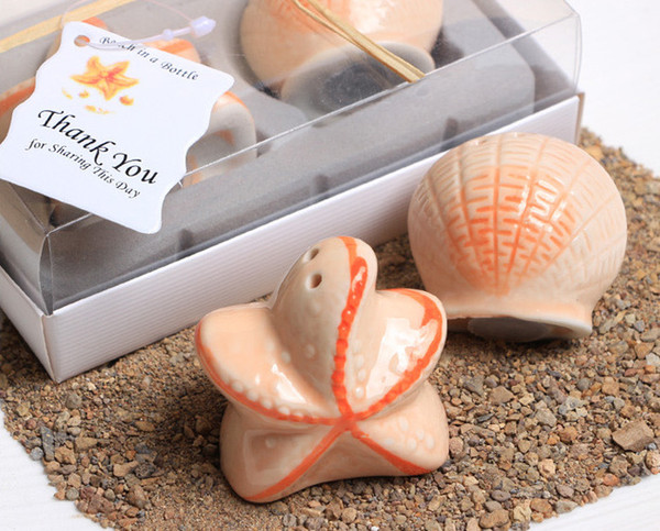 20 Boxes Ceramics Starfish Salt And Pepper Shaker Wedding Gifts For Guests articulos de fiesta Weding Souvenir