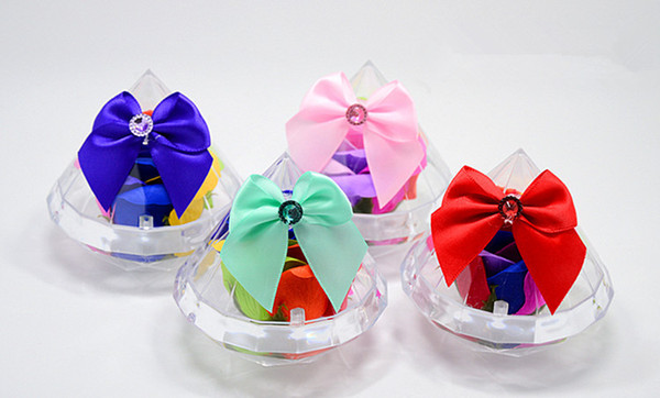 New Wedding Gift Soap Flowers Boxes Home Decorations Beautiful Scented Wedding Favors Best Gift To Friends Colorful With Diamond Box