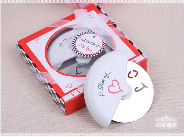 Free shipping A Slice of Love Pizza Cutter in Miniature Pizza Box Favors Wedding Decoration Better Wedding Gifts, Wedding Souvenir.