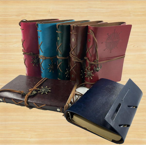 Cheap A6 Diary Notebook Pirate Anchor Decor Traveler's Note Books Notepad Planner PU Leather Cover Students Notebooks Gift Wedding Favors