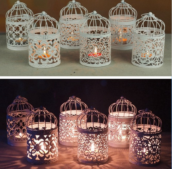 6 style Romantic Hollow Hanging Bird Cage Candle Holder Candlestick Lantern wedding hotel bar decorative lights Home dinner Planter Decor