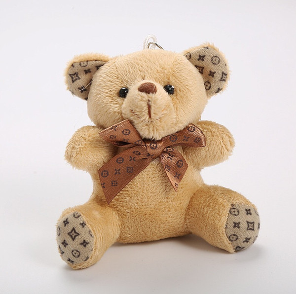 9cm Cute Pompom Teddy Plush Doll Keychain Small Bow Tie Bear Toy Pendant Keyring Women Bag Car Key Chain Valentine Gift