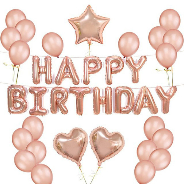 Rose Gold Star Heart Foil Balloons Air Wedding Decoration Helium Balloon Happy Birthday Party Decoration Kids Baby Shower