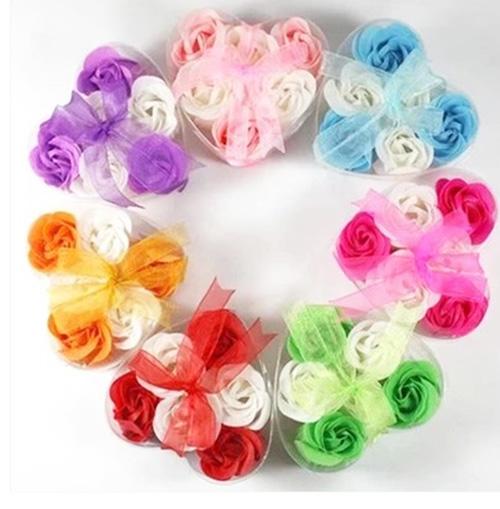 20Box Soap flower 6 in 1 Heart-shaped box handmade rose petals wedding favors Valentine's Day gift