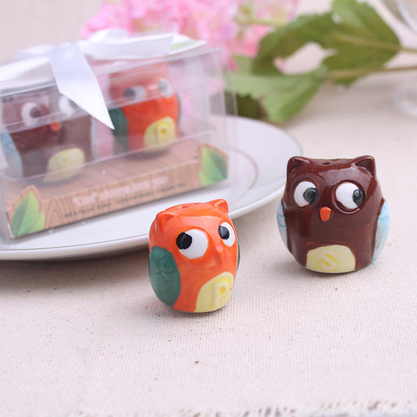 Funny Owl Wedding Seasoning Cans Salt and Pepper Shaker Ceramic Spice Jars Wedding Party Favor Gift Supplies New