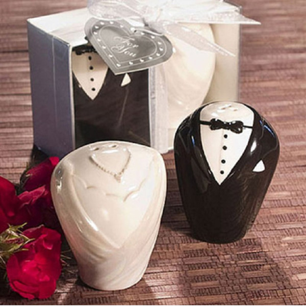 European Wedding & Event Party Favors Gift Kitchen Tools Salt & pepper Shaker with Retail packing 10pcs 10 Designs For U Pick