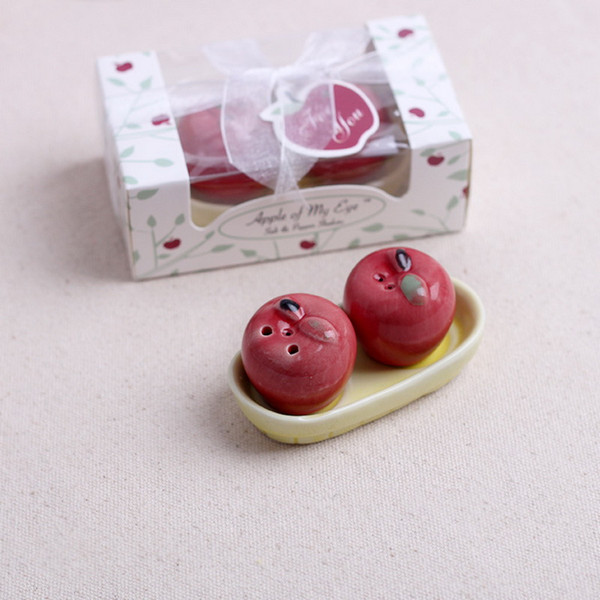 Wedding Favors Gifts Red Apple Salt & Pepper Shakers Ceramic Seasoning Cans Kitchen Supplies 2pcs/set + DHL 