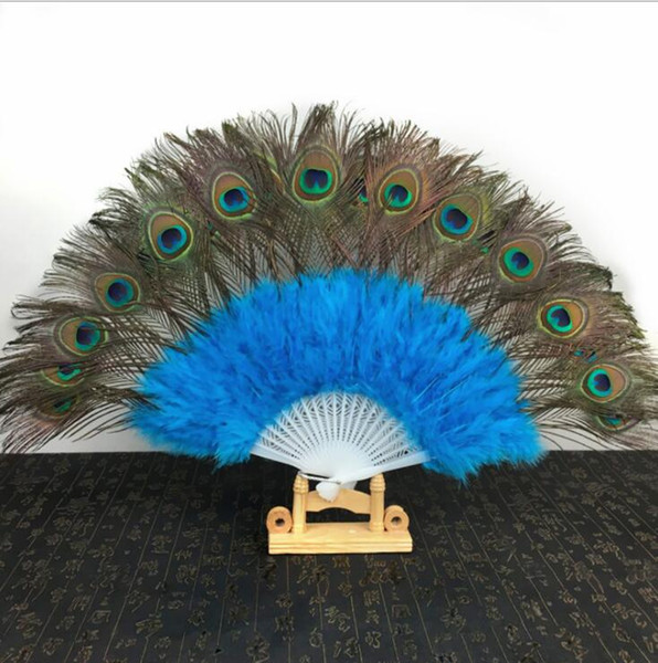 New Peacock Feather Fans Wedding Bridal Gift Carnival dance fans Party favors 9 colors available