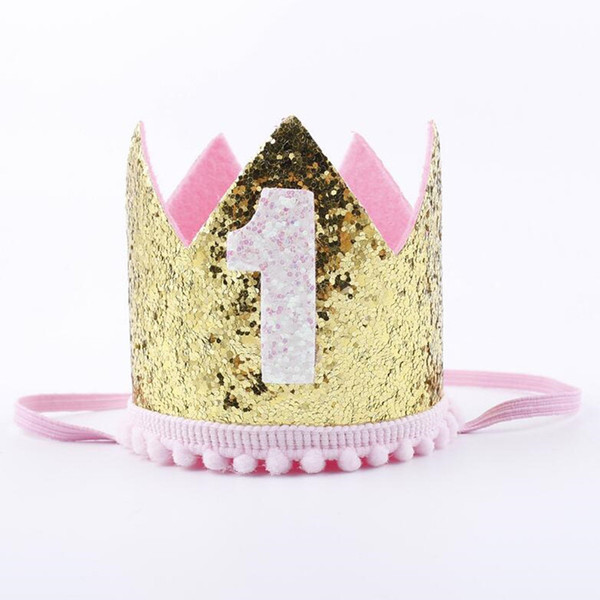 2018 New Baby Priness Crown Number Headband Birthday Hat Children Hair Accessory Headwear Baby Shower Halloween Party Favor