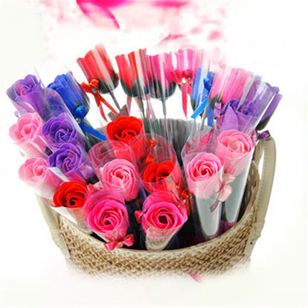 30 Pcs / Set Scented Bath Soap Rose Soap Flower Petal For Wedding Valentines Day Mothers Day Teacher's Day Gift