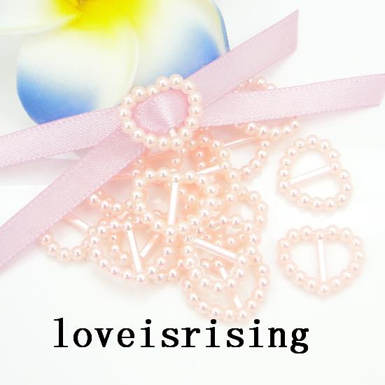 12 Colors For You Pick--200pcs Peach Heart Shape Pearl Buckles For candy Box wedding invitation card Ribbon Slider Shoe Buckles Decor