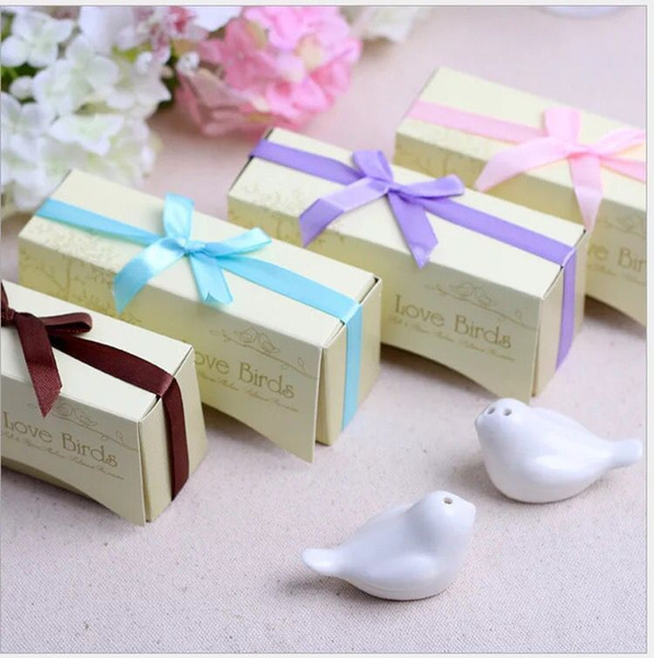 Wedding Favors and Gifts Love Birds Ceramic Salt & Pepper Shakers Caster Wedding Supplies Souvenirs Wedding Gifts For Guests Kitchen Tools